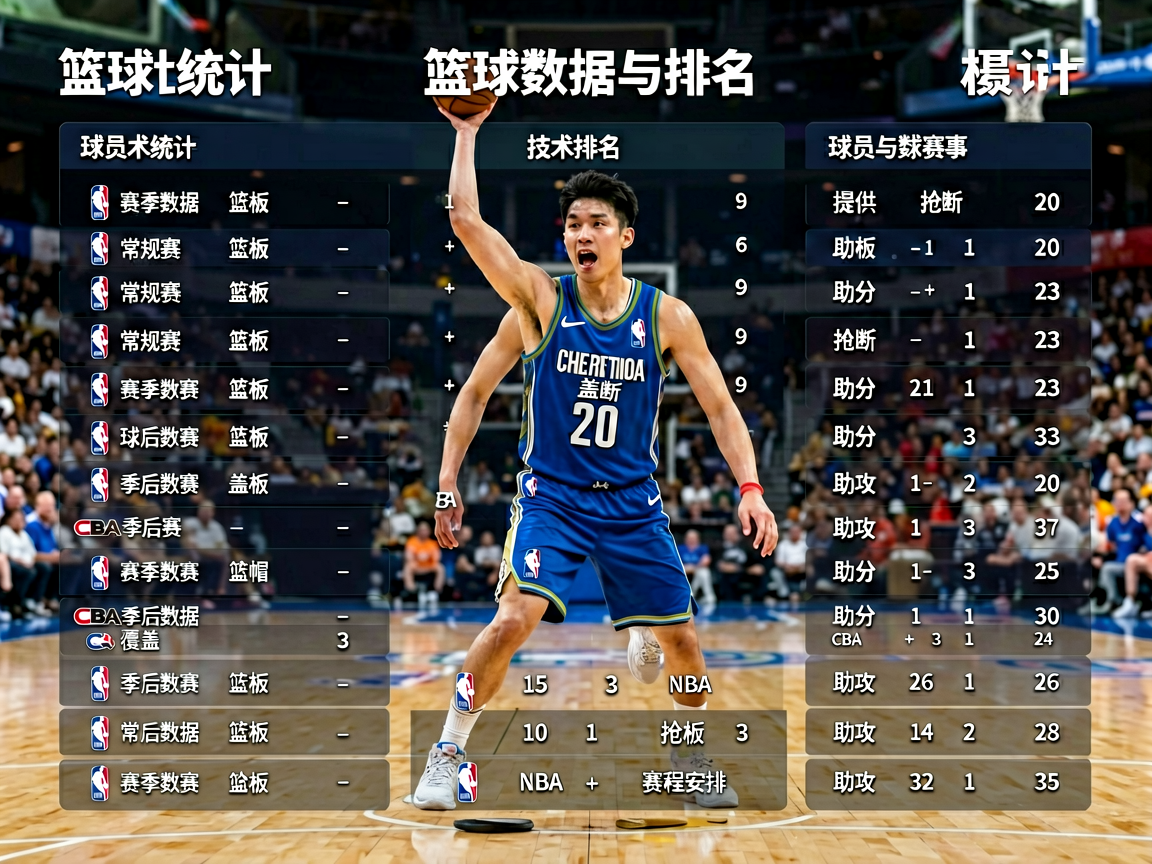 篮球数据统计面板球员技术统计与排名
